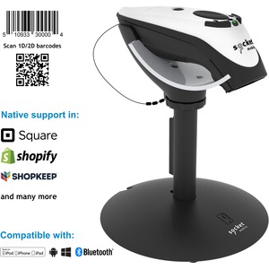 Socket Mobile DuraScan® D740, Universal Barcode Scanner, White & Charging Stand