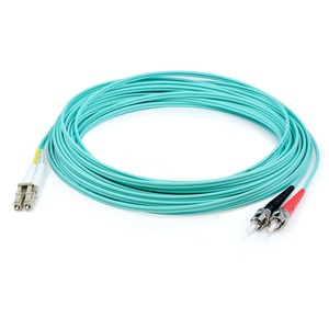 AddOn 50cm LC (Male) to ST (Male) Straight Aqua OM4 Duplex LSZH Fiber Patch Cable