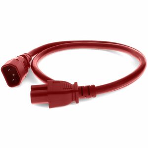 Addon 4ft C14 Male to C15 Female 14AWG 100-250V at 15A Red Power Cable