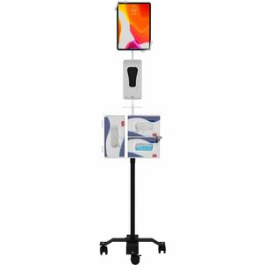 CTA Digital Compact Security Gooseneck Floor Stand for 7-13 Inch Tablets with Sanitizing Station & Automatic Soap Dispenser