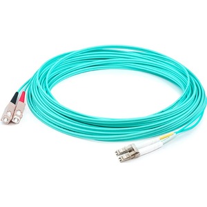 AddOn 55m LC (Male) to SC (Male) Straight Aqua OM4 Duplex LSZH Fiber Patch Cable