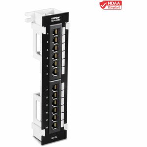 TRENDnet 12-Port Cat5e Unshielded Patch Panel, TC-P12C5V, Wall Mount, Included 89D Bracket, Vertical or Horizontal Installation, Compatible w/ Cat5e & Cat6 RJ45 Cabling, 110 IDC Type Terminal Blocks