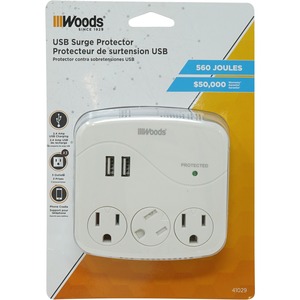 Woods 41029 3-Outlet Surge Suppressor/Protector