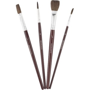 es - Nickel Plated Ferrule Chenillekraft Round Wood Paint Brush Set 24 Brush