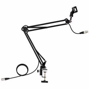 Monoprice Suspension Boom Arm Scissor Broadcast Mic Stand w/ Built-in XLR Mic Cable