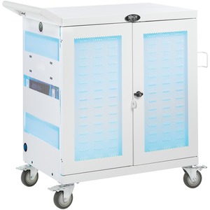 Tripp Lite Safe-IT UV Sanitizing Charging Cart 32-Port USB Antimicrobial for iPad and Android Tablet White