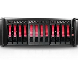 RAIDage JAGE412HDRD Drive Enclosure 12Gb/s SAS, SATA/600 - Mini-SAS HD Host Interface - 4U Rack-mountable - Black, Red