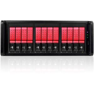 RAIDage JAGE412HDRD-DE Drive Enclosure 12Gb/s SAS, SATA/600 - Mini-SAS HD Host Interface - 4U Rack-mountable - Black, Red