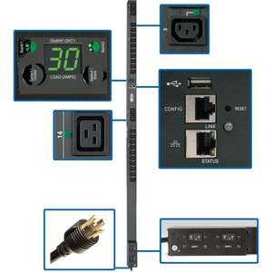 Tripp Lite PDU Monitored 24 Outlets 208/240V 5.8kW LX Platform L6-30P 0URM