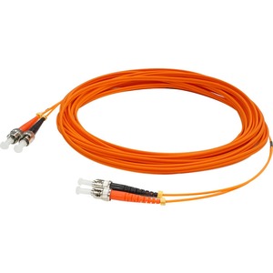 AddOn 20m ST (Male) to ST (Male) Orange OM3 Duplex Plenum-Rated Fiber Patch Cable