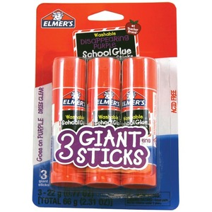 Elmer's Office Strength Glue Sticks, All Purpose, 0.77 Oz., Clear, Pack Of  3