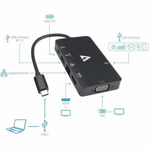 V7 V7UC-U3CRJ45HDVG-BLK Docking Station