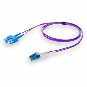AddOn 1m SC to LC Purple OS2 Duplex OFNR (Riser-Rated) SMF (Single Mode) Fiber Patch Cable, 9/125