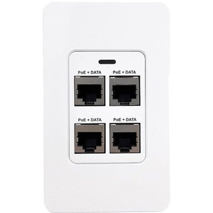 VisionTek 4 Port In-wall Gigabit PoE Extender with IEEE 802.3bt Uplink Power