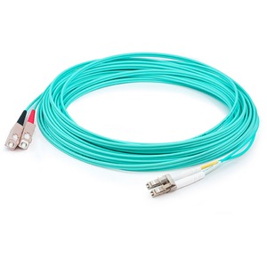 AddOn 35m LC (Male) to SC (Male) Straight Aqua OM4 Duplex Plenum Fiber Patch Cable