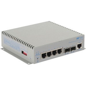 Omnitron Systems OmniConverter 10G/M, 2xSFP/SFP+, 8xRJ-45, 1xAC Powered Wide Temp