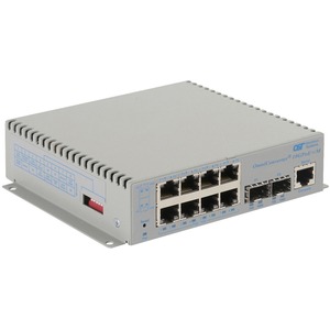 Omnitron Systems OmniConverter 10GPoE+/M PoE+, 2xSFP/SFP+, 8xRJ-45, 1xAC Powered Commercial Temp