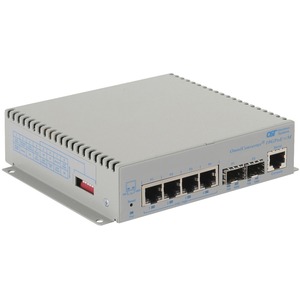 Omnitron Systems OmniConverter 10GPoE+/M PoE+, 2xSFP/SFP+, 4xRJ-45, 1xAC Powered Wide Temp