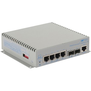 Omnitron Systems OmniConverter 10GPoE+/M PoE+, 2xSFP/SFP+, 4xRJ-45, 1xDC Powered Extended Temp