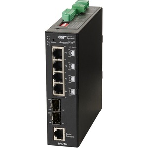 Omnitron Systems RuggedNet 10G/Mi, 2xSFP/SFP+, + 4xRJ-45, 2xDC Powered Industrial Temp