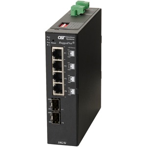 Omnitron Systems RuggedNet 10G/Si, 2xSFP/SFP+, 4xRJ-45, 2xDC Powered Industrial Temp