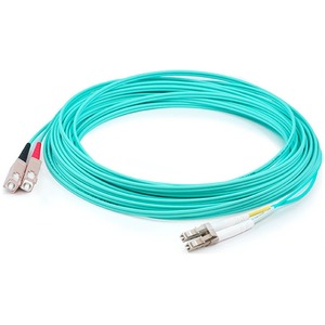 AddOn 38m LC (Male) to SC (Male) Straight Aqua OM4 Duplex LSZH Fiber Patch Cable