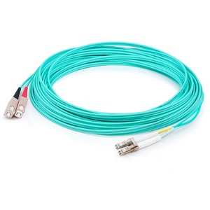 AddOn 67m LC (Male) to SC (Male) Straight Aqua OM4 Duplex Plenum Fiber Patch Cable