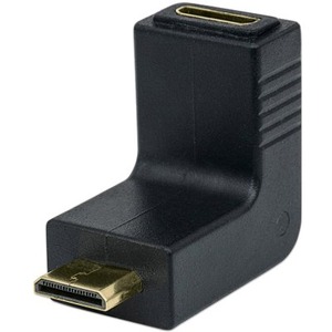 Manhattan HDMI to HDMI Mini C Adapter, 4K@30Hz (High Speed), Female to Male, Upward 90 Angle, Black, Ultra HD 4k x 2k, 10.2 Gbps, ARC, 3D, Deep Colour, Fully Shielded, Gold Plated Contacts, Lifetime Warranty, Polybag