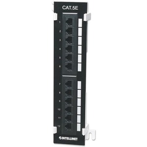 Intellinet Patch Panel, Cat5e, Wall-mount, UTP, 12-Port, Black