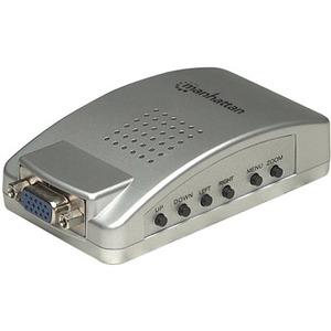 Manhattan PC TV Converter, Displays PC Monitor Signal on TV, Connects a VGA port to TV - ideal for computers without a TV-out connector, Three Year Warranty