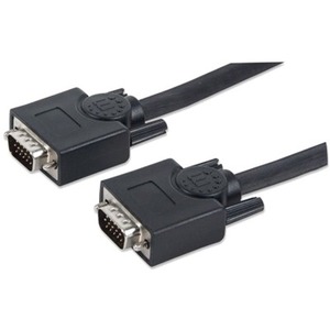 Manhattan SVGA HD15 Male to HD15 Male Monitor Cable, 100', Black