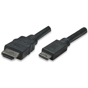 Manhattan High Speed HDMI Cable, Mini HDMI Male/HDMI Male, 6', Black