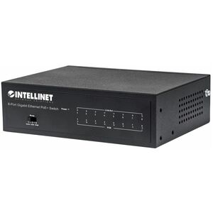 Intellinet 8-Port Gigabit Ethernet PoE+ Switch, IEEE 802.3at/af Power over Ethernet (PoE+/PoE) Compliant, 60 W, Desktop (With 2 Pin Euro Power Adapter), Box