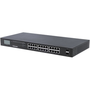 Intellinet 24-Port Gigabit Ethernet PoE+ Switch with 2 SFP Ports, LCD Display, IEEE 802.3at/af Power over Ethernet (PoE+/PoE) Compliant, 370 W, Endspan, 19" Rackmount (With C14 2 Pin Euro Power Cord)