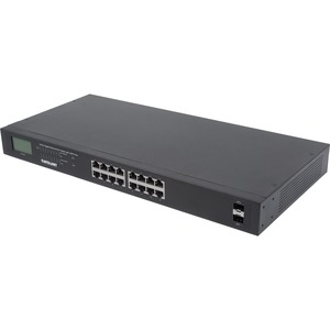 Intellinet 16-Port Gigabit Ethernet PoE+ Switch with 2 SFP Ports, LCD Display, IEEE 802.3at/af Power over Ethernet (PoE+/PoE) Compliant, 370 W, Endspan, 19" Rackmount (With C14 2 Pin Euro Power Cord)