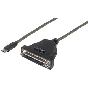 Manhattan Full-Speed USB Type-C to DB25 Converter - 3ft- Black - USB Type-C Male to DB25 F