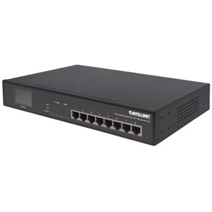 Intellinet 8-Port Gigabit Ethernet Switch with 4 Ultra PoE Ports and LCD Screen, 8 x 10/100/1000 ports, 4 x IEEE 802.3bt Power over Ethernet (Ultra PoE) Ports, LCD Display, 140 W, Desktop, 19" Rackmount (With C14 2 Pin Euro Power Cord), Box