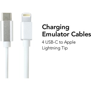 JAR Systems Emulator Charging Adapters for Apple Devices 4-Pack of USB-C PD to Lightning Tip Connectors