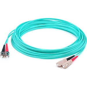 AddOn 1m SC (Male) to ST (Male) Straight Aqua OM4 Duplex Plenum Fiber Patch Cable