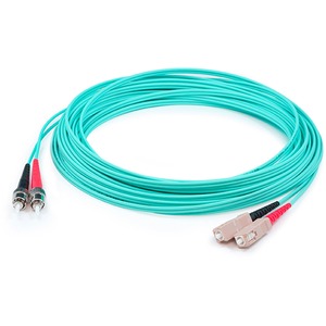 AddOn 74m SC (Male) to ST (Male) Straight Aqua OM4 Duplex Plenum Fiber Patch Cable