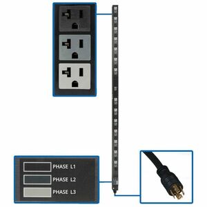 Tripp Lite PDU 3-Phase Basic 120V 5.7kW 42 5-15/20R 208V L21-20P 70in 0URM