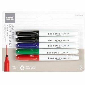 Magnetic Dry-Erase Markers With Erasers, Assorted Colors, Pack Of