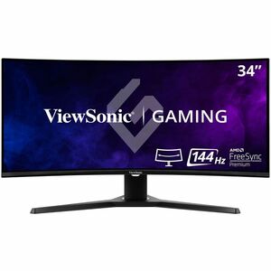 ViewSonic OMNI VX3418-2KPC 34 Inch Ultrawide Curved 1440p 1ms 144Hz Gaming Monitor with AMD FreeSync Premium, Eye Care, HDMI and Display Port