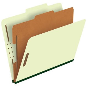 Pendaflex Pressboard Classification Folders, 8 1/2 X 11 , Letter Size, 1 Divider, Recycled, Corona Green, 10/Box
