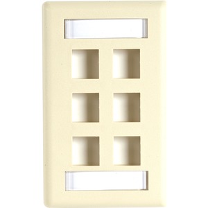 Black Box Keystone Wallplate - Single-Gang, 6-Port, Ivory, 10-Pack