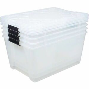 Iris 1.6 Gallon Snap Top Plastic Storage Box, Clear with Gray Lid, Pack of 10