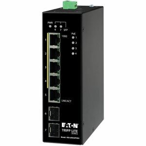 Tripp Lite by Eaton 5-Port Unmanaged Industrial Gigabit Ethernet Switch 10/100/1000 Mbps PoE+ 30W -10Â° to 60Â°C 2 GbE SFP Slots DIN Mount - TAA Compliant