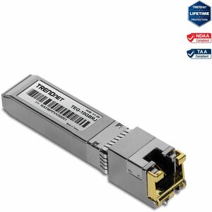 TRENDnet 10G RJ-45 Copper SFP+ Module, Convert A Standard SFP+ Slot Into A RJ-45 Multi-Gigabit Port, Connect Devices Up To 30m (98ft), Hot-Pluggable, Lifetime Protection, Silver, TEG-10GBRJ