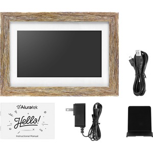 Aluratek 10" WiFi Touchscreen Distressed Wood Digital Photo Frame