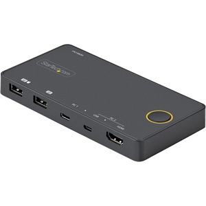 StarTech.com 2 Port Hybrid USB-A + HDMI & USB-C KVM Switch, Single 4K 60Hz HDMI 2.0 Monitor, Compact Desktop and/or Laptop HDMI KVM Switch